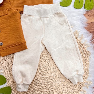 Conj. Casaco Canelado Cotele com Pelinho e Calça de Linho - Ferrugem